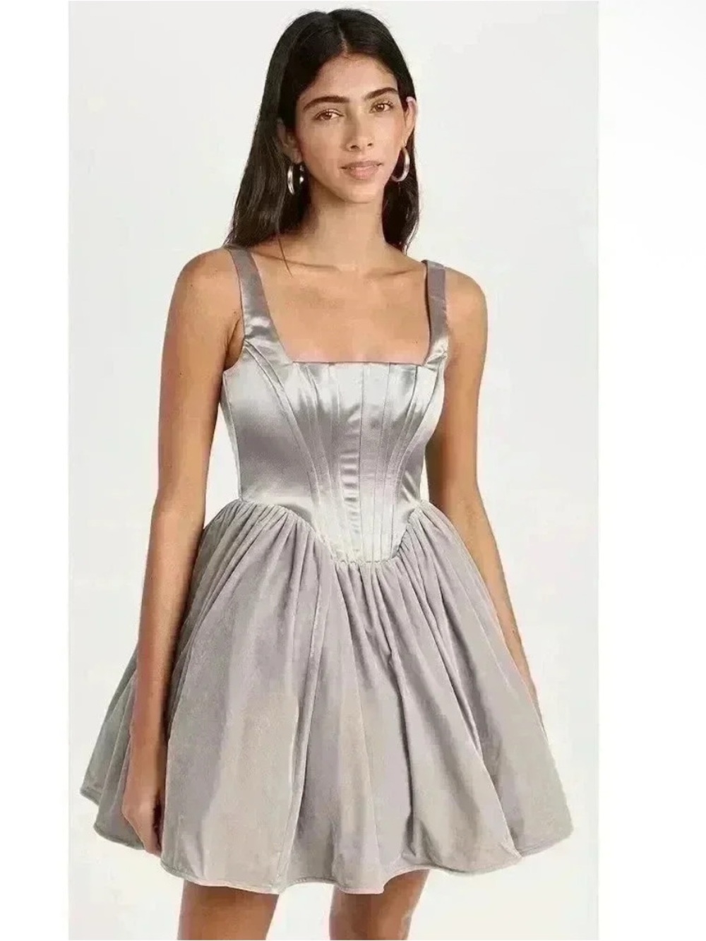 Staud Landscape Velvet Satin Corset Boned Poof Skirt Mini Dress size 12 NEW - Picture 4 of 15